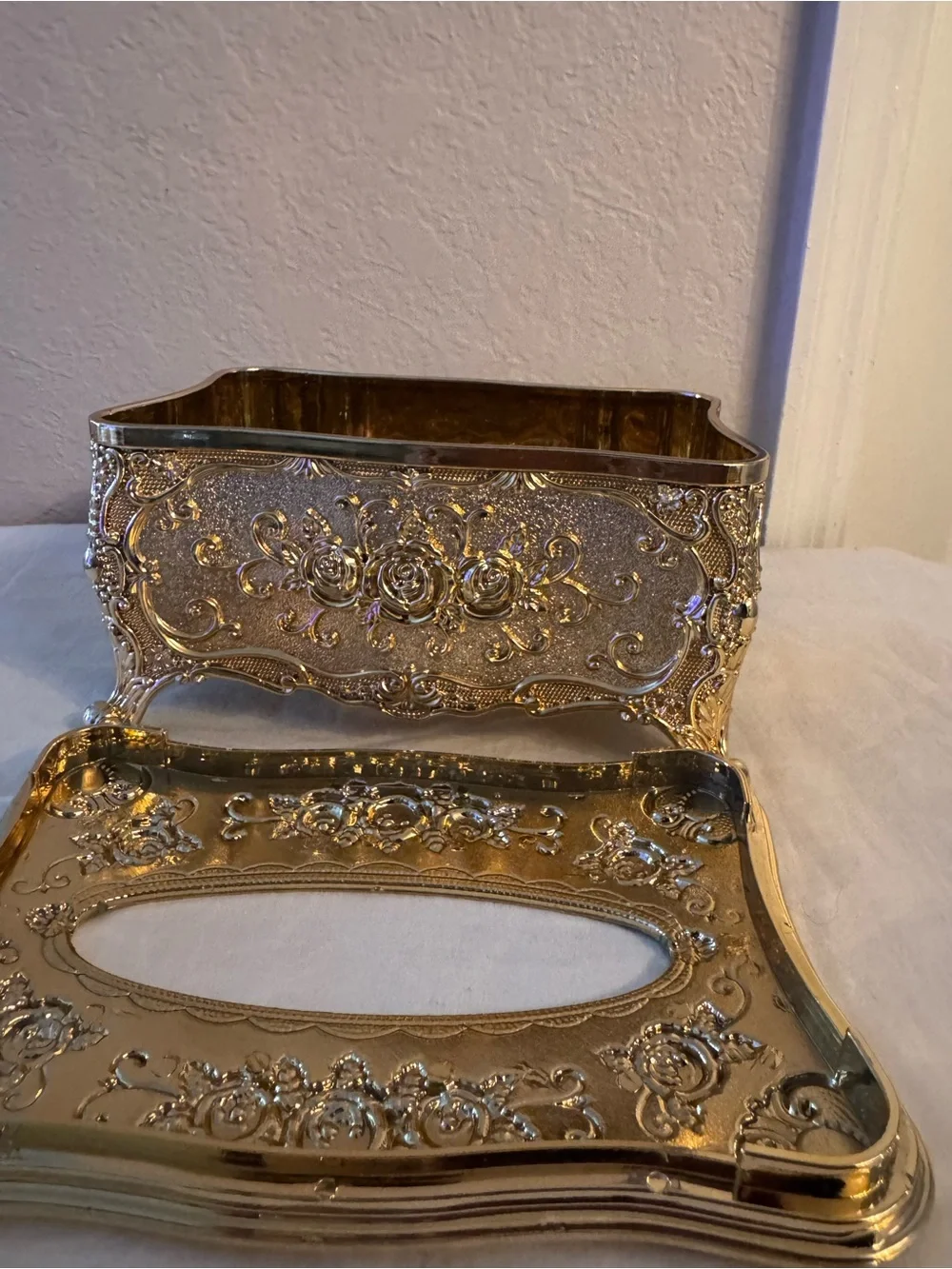 Ornate Gold Tissue Box Cover - Decorative Home Accent